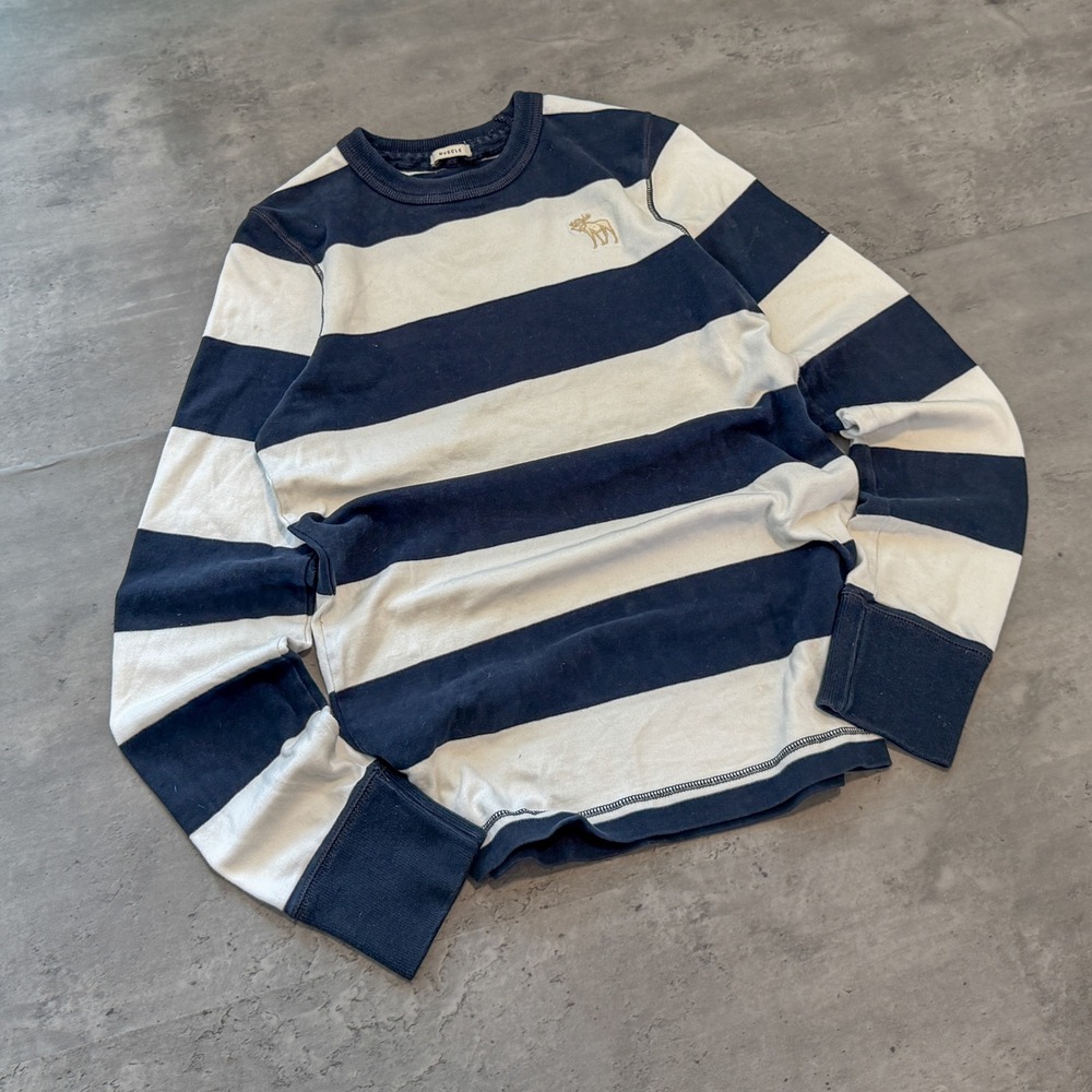 Y2K 2000's 00's Abercrombie & Fitch Striped Navy White Long Sleeve Shirt